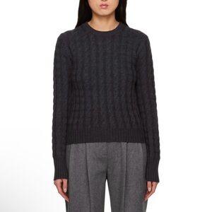 TOTEME Black Cable-Knit Round-Neck Wool Sweater